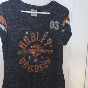 Harley-Davidson Black and Orange Short Sleeve Tee